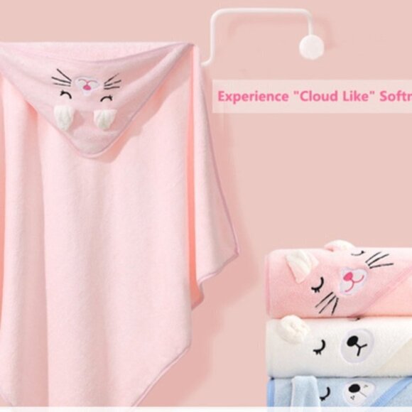 SOFT and Cuddly Baby Bath Towel Pink, Blue, White and Gray - Picture 6 of 8